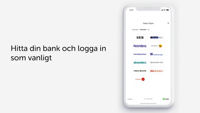 De svenska bankerna är listade i en smartphone.
