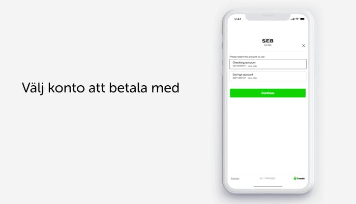 En användare väljer sitt bankkonto under insättningsprocessen i sin smartphone.