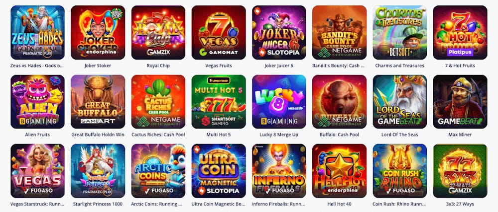 Utbudet av slots på Vulkan Vegas