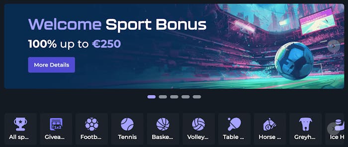 Sportsboken på Winsane casino.