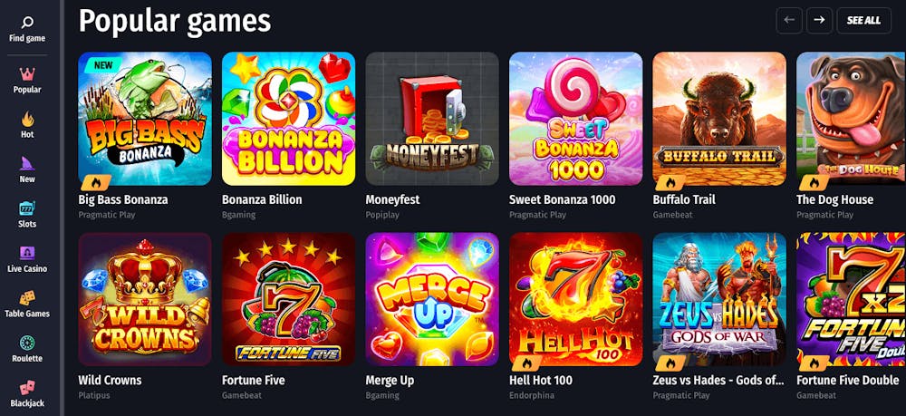 Hos Winshark Casino finns många populära speltitlar