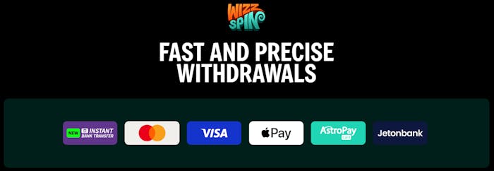 Betalningsmetoder på Wizz Spin Casino.