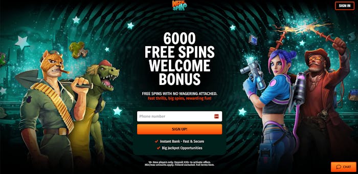 Första sidan du möts av på Wizz spin casino.