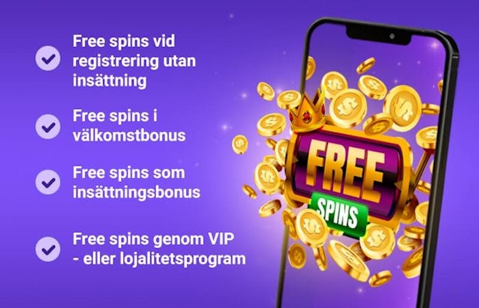 Olika typer av gratis spins bonusar som du kan få på ett free spins casino.