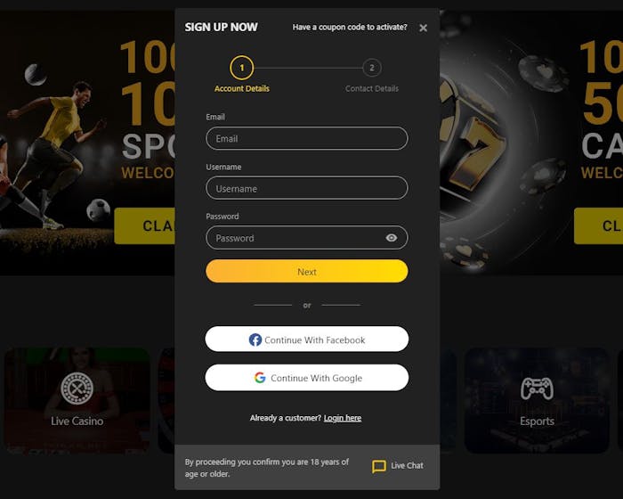 18bet casino registreringssida