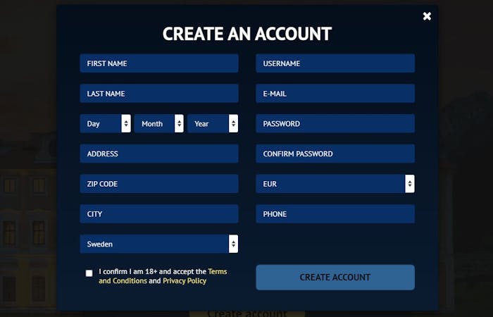 viggoslots registreringssida
