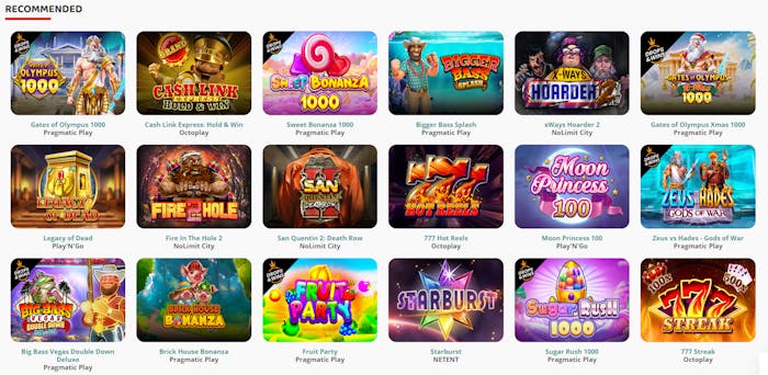 Spelutbudet hos Yaa Casino.