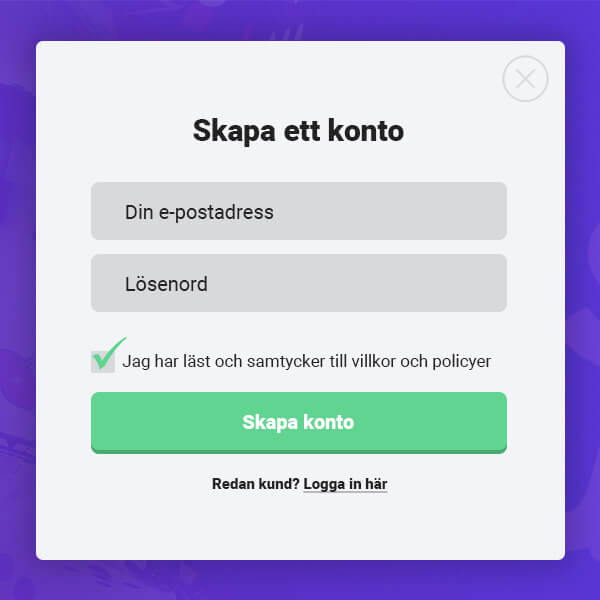 Skapa ett konto manuellt